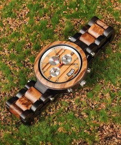 montre en bois moderne chrono cadran