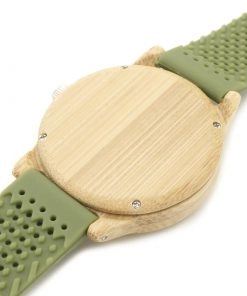 montre en bois vert silicone arriere