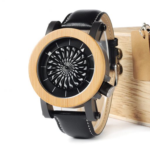 montre en bois mecanique optique