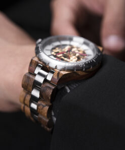 montre en bois automatique sharp clair bracelet