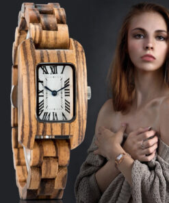 montre en bois femme chrome zebrano modele