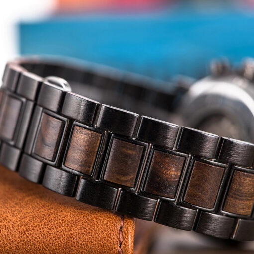 montre en bois mecanique corsa femme modele ebene bracelet fermoir